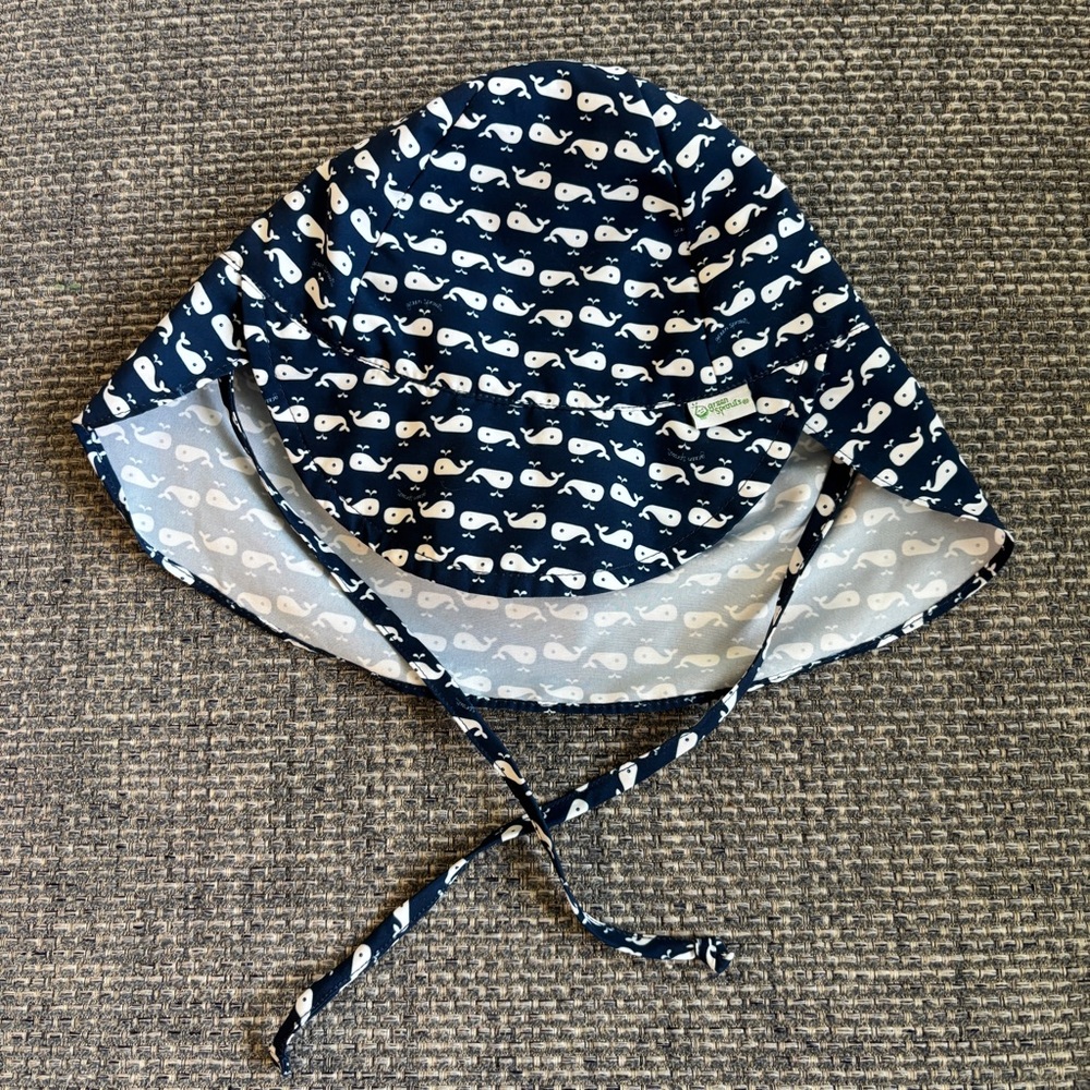 Green Sprouts Navy Whale Print Sun Hat 2T-4T Toddler Bucket Hat